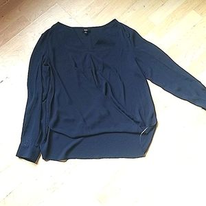 Navy silk blouse.